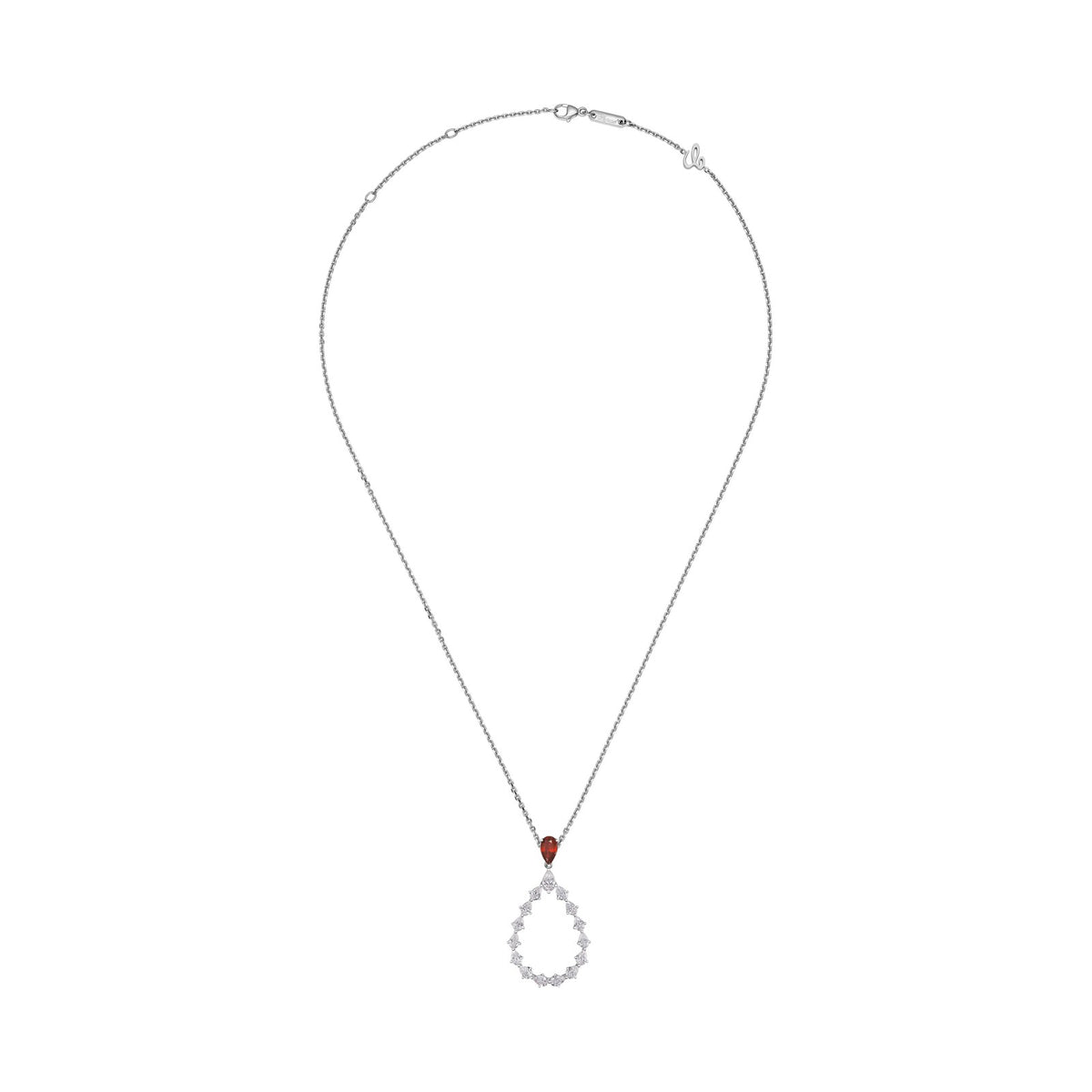 Chopard L'Heure du Diamant pendant in 18k ethical white gold with diamonds and rubies, view 3