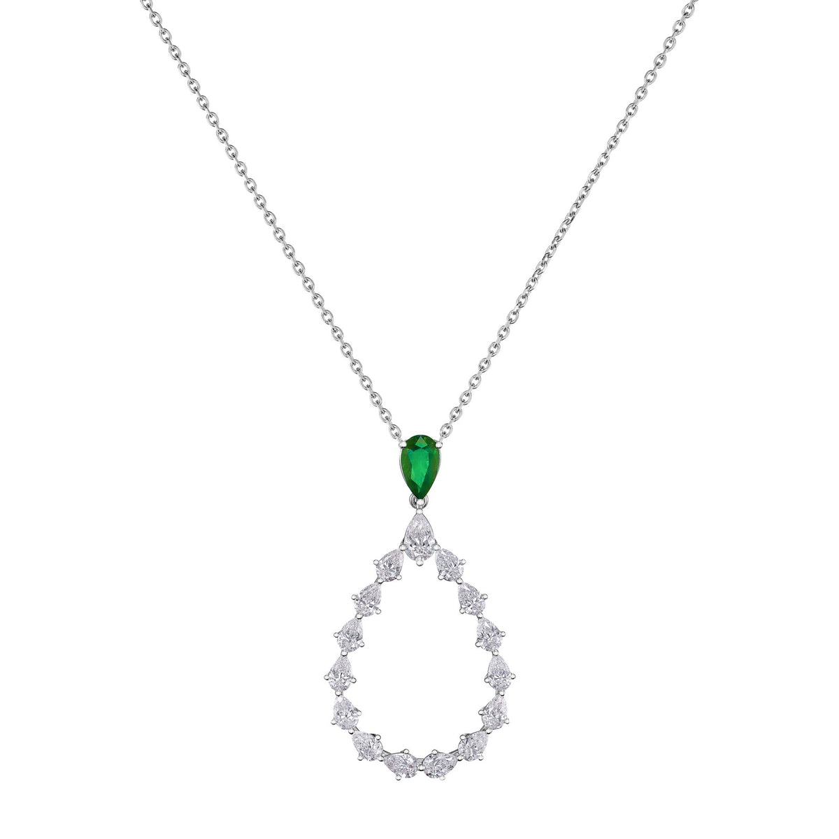 Chopard L'Heure du Diamant pendant in 18k ethical white gold with diamonds and emeralds