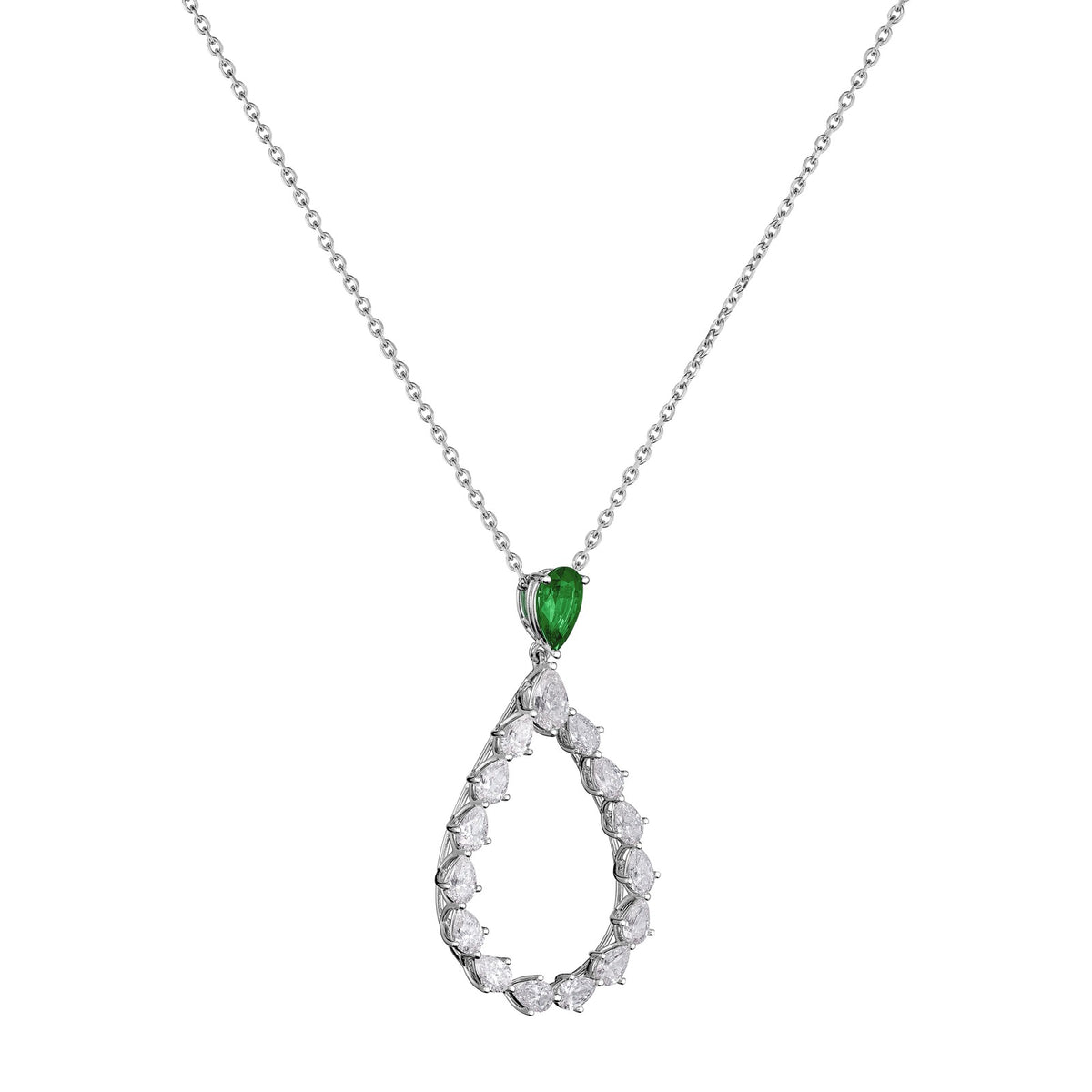 Chopard L'Heure du Diamant pendant in 18k ethical white gold with diamonds and emeralds, view 2