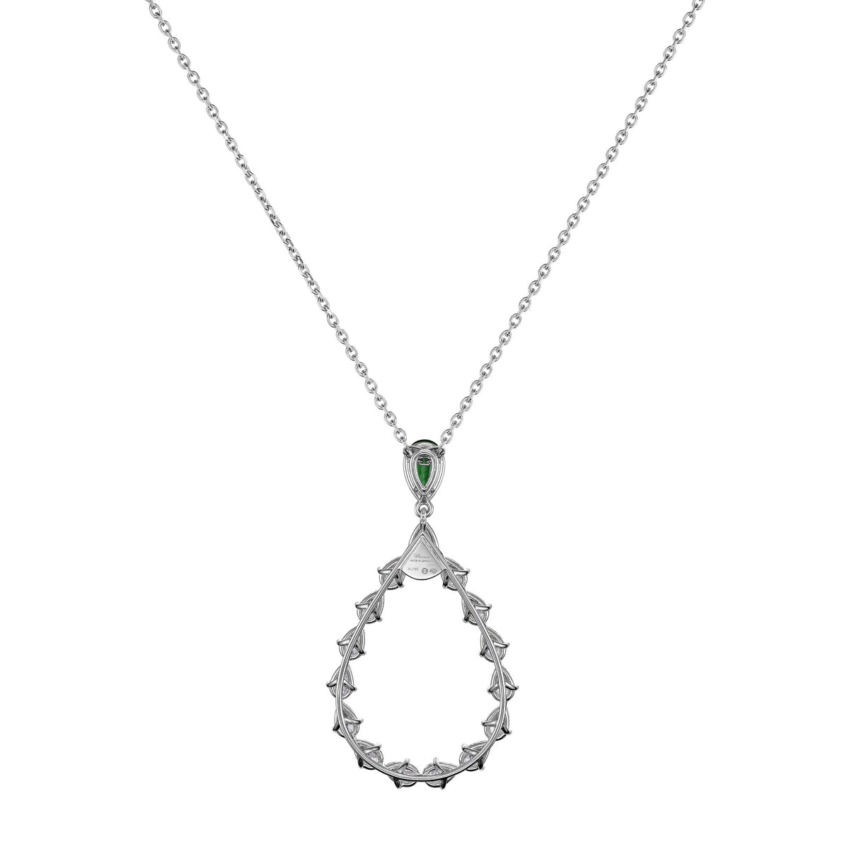 Chopard L'Heure du Diamant pendant in 18k ethical white gold with diamonds and emeralds, view 4