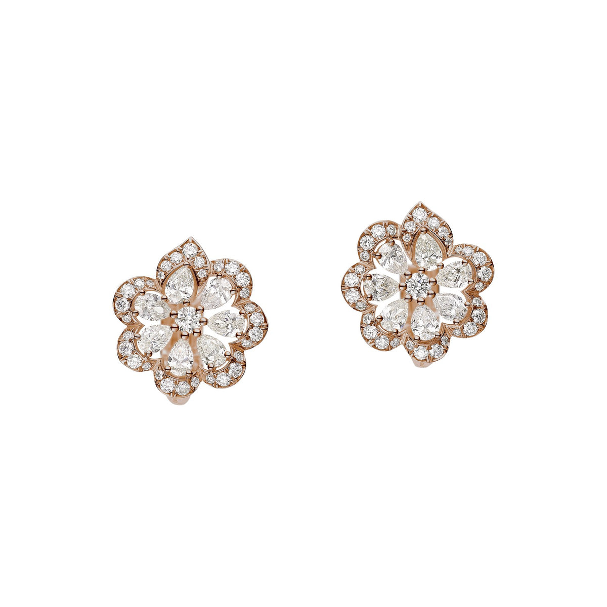 Chopard Precious Lace earrings in 18k ethical rose gold with diamonds view 2