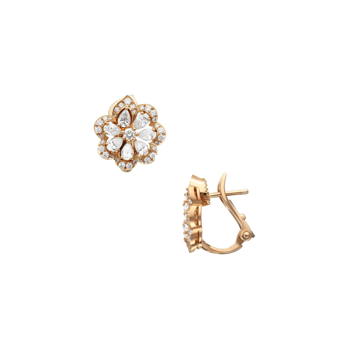 Chopard Precious Lace earrings in 18k ethical rose gold with diamonds view 3