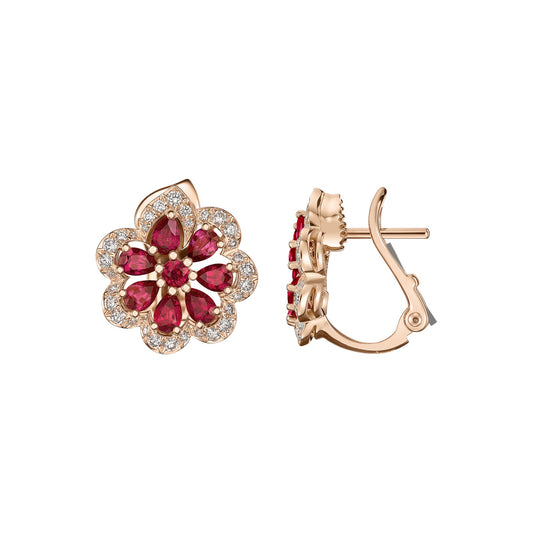 Chopard Precious Lace earrings in 18k ethical rose gold with diamonds view 2