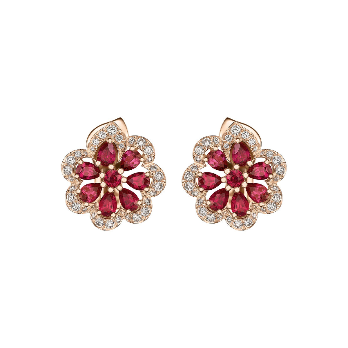 Chopard Precious Lace earrings in 18k ethical rose gold with diamonds view 3