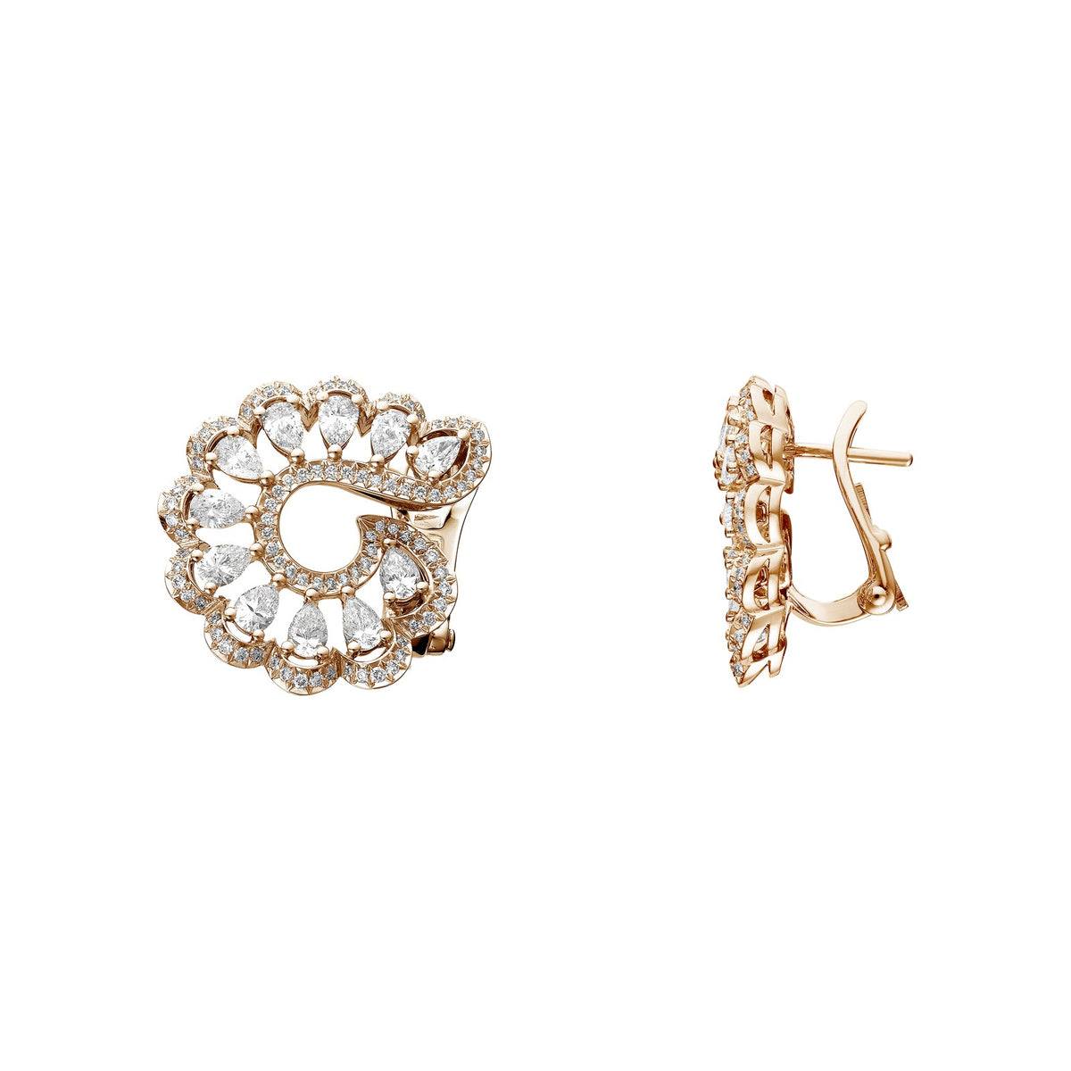 Chopard Precious Lace earrings in 18k ethical rose gold with diamonds view 2