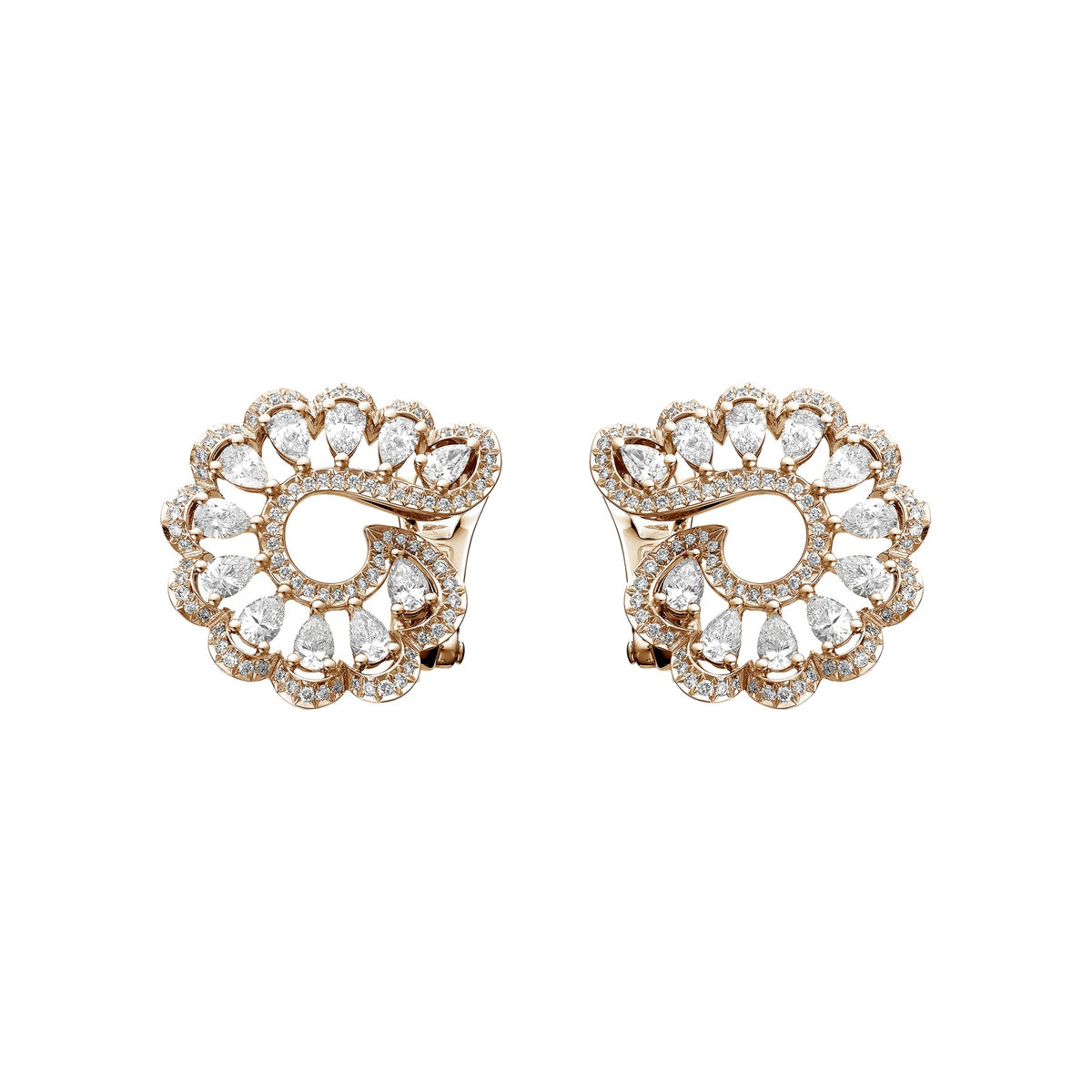 Chopard Precious Lace earrings in 18k ethical rose gold with diamonds view 3