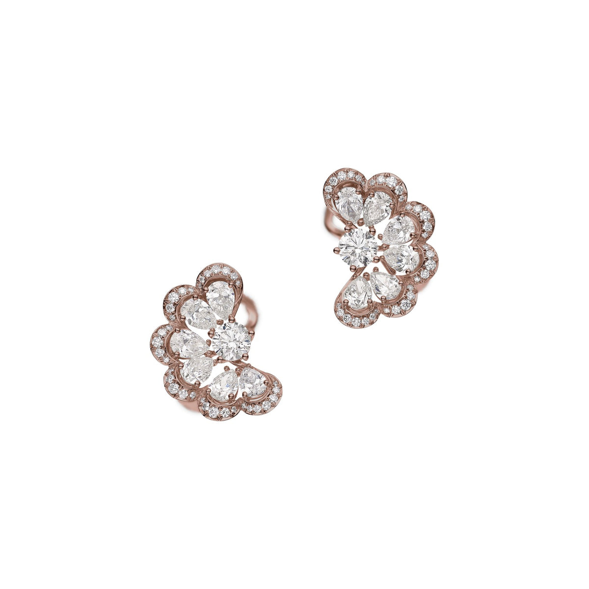 Chopard Precious Lace earrings in 18k ethical rose gold with diamonds view 2