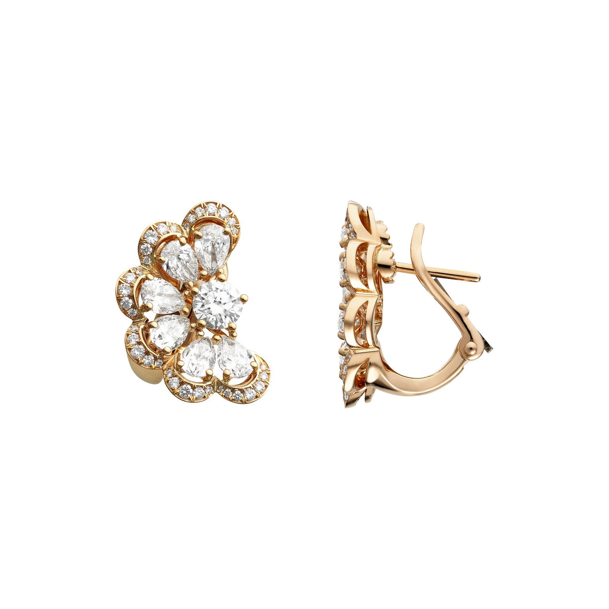 Chopard Precious Lace earrings in 18k ethical rose gold with diamonds view 3
