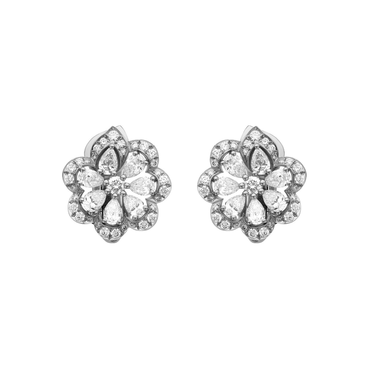 Chopard Precious Lace earrings in 18k ethical white gold with diamonds view 2
