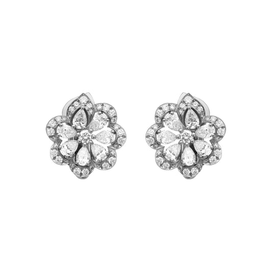Chopard Precious Lace earrings in 18k ethical white gold with diamonds view 2