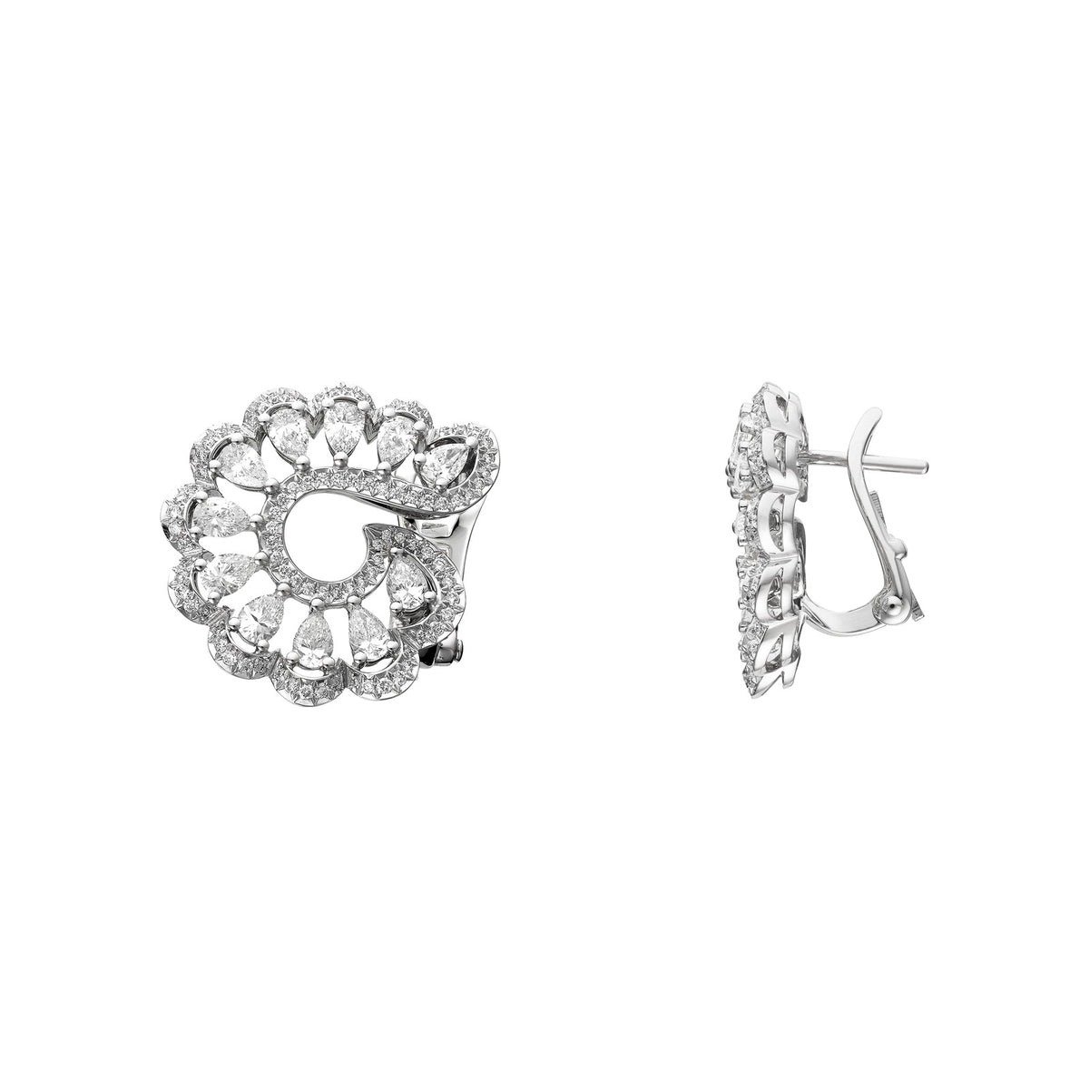 Chopard Precious Lace earrings in 18k ethical white gold with diamonds view 3