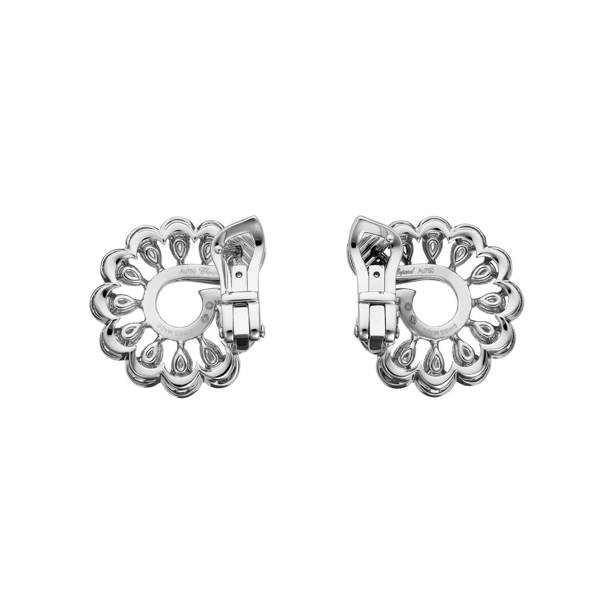 Chopard Precious Lace earrings in 18k ethical white gold with diamonds view 5