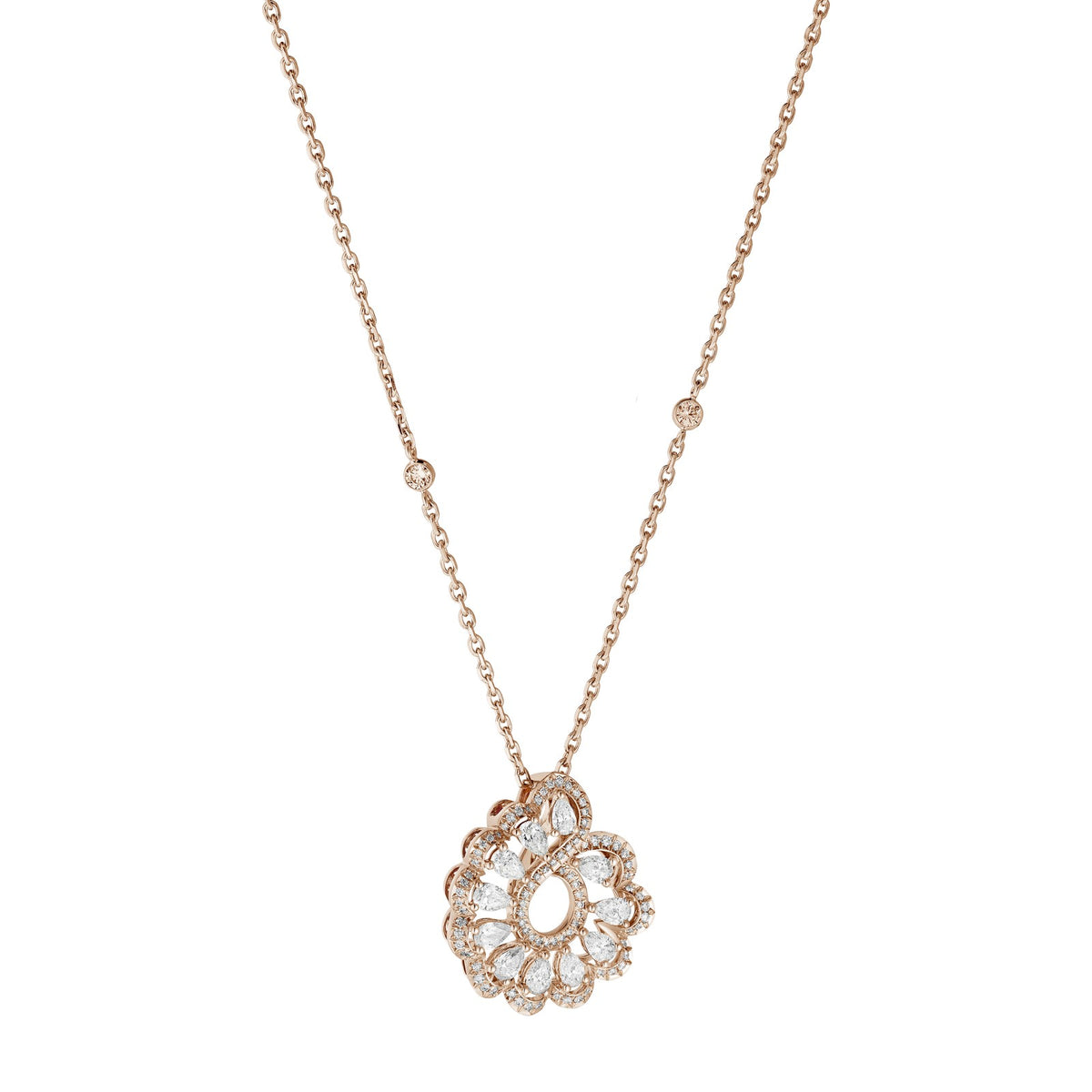 Chopard Precious Lace pendant in 18k ethical rose gold with diamonds, view 2