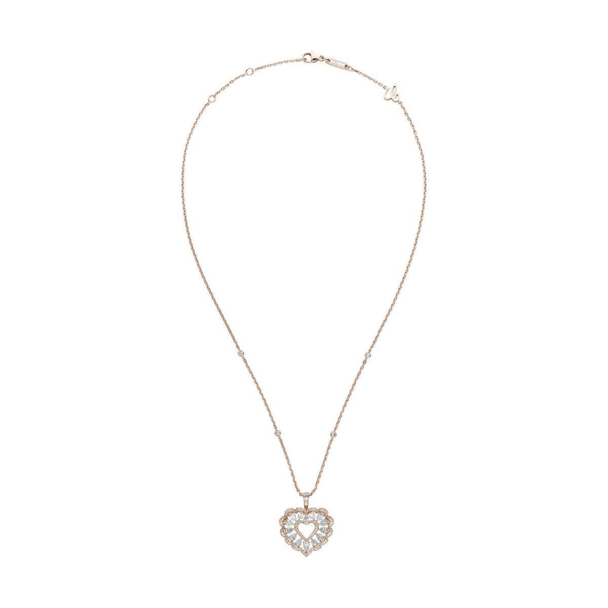 Chopard Precious Lace pendant in 18k ethical rose gold with diamonds, view 3