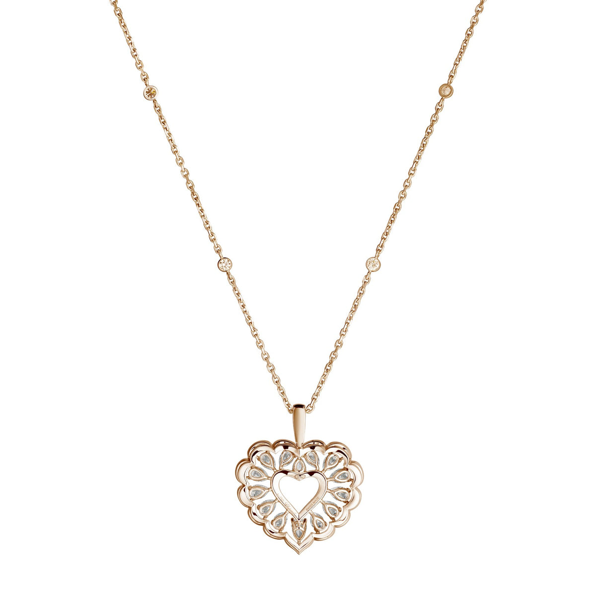 Chopard Precious Lace pendant in 18k ethical rose gold with diamonds, view 4