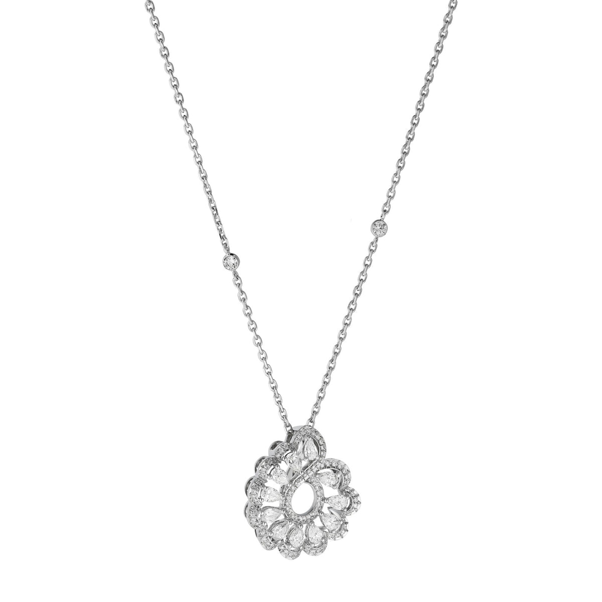Chopard Precious Lace pendant in 18k ethical white gold with diamonds, view 2