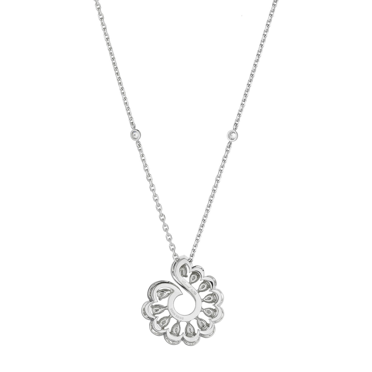 Chopard Precious Lace pendant in 18k ethical white gold with diamonds, view 4