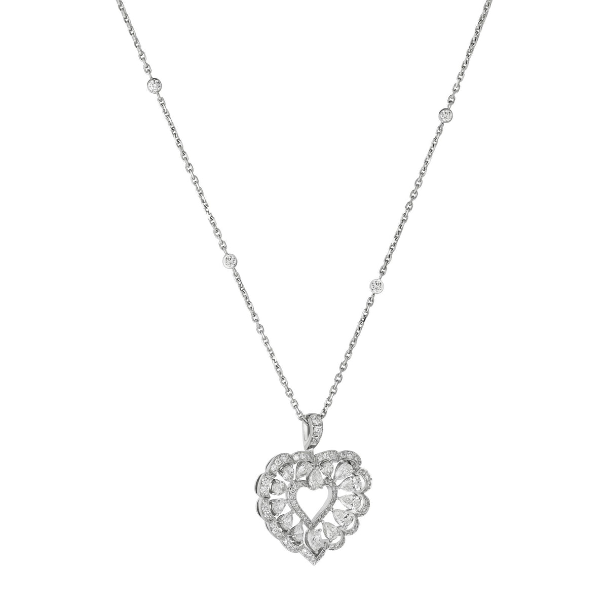 Chopard Precious Lace pendant in 18k ethical white gold with diamonds, view 2