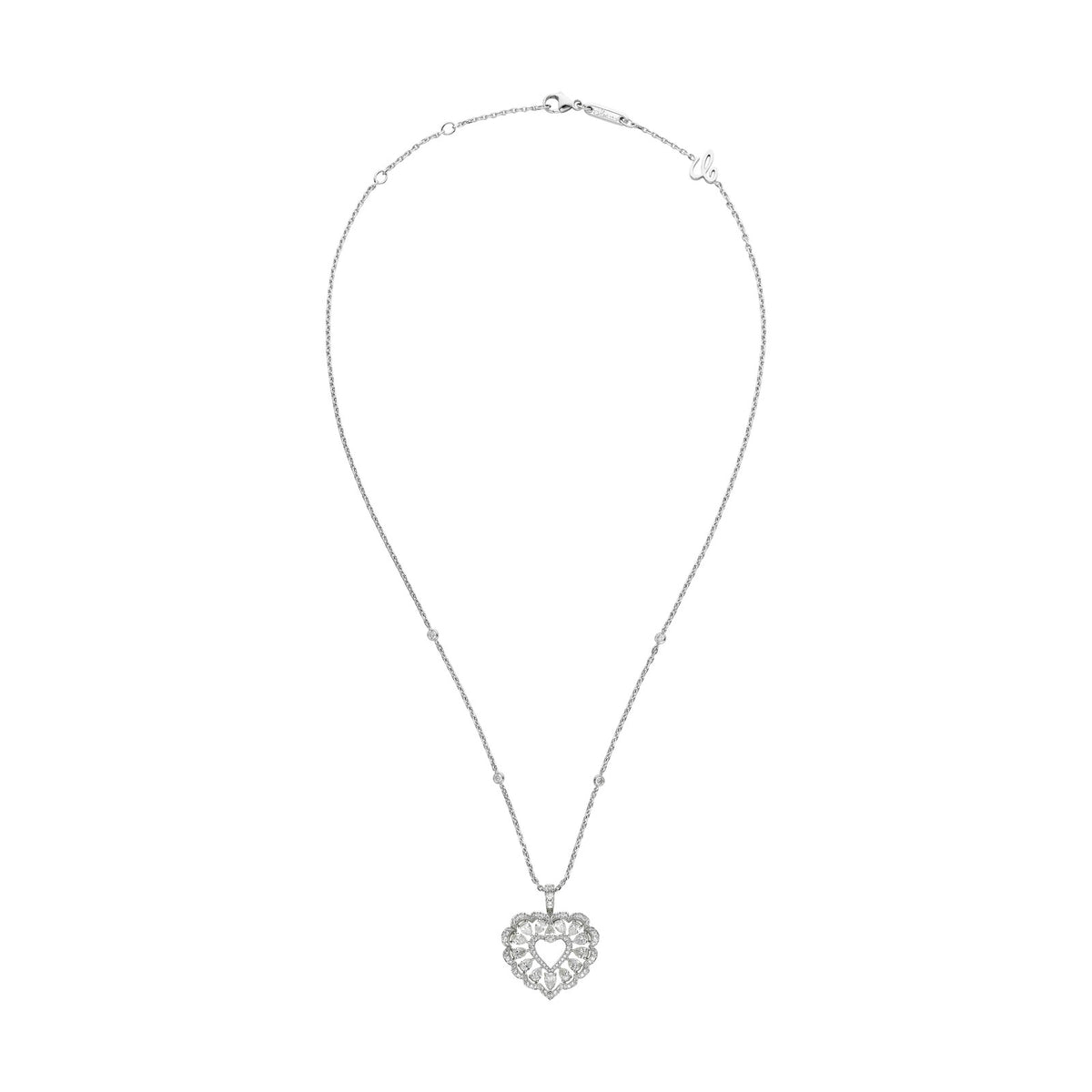 Chopard Precious Lace pendant in 18k ethical white gold with diamonds, view 3