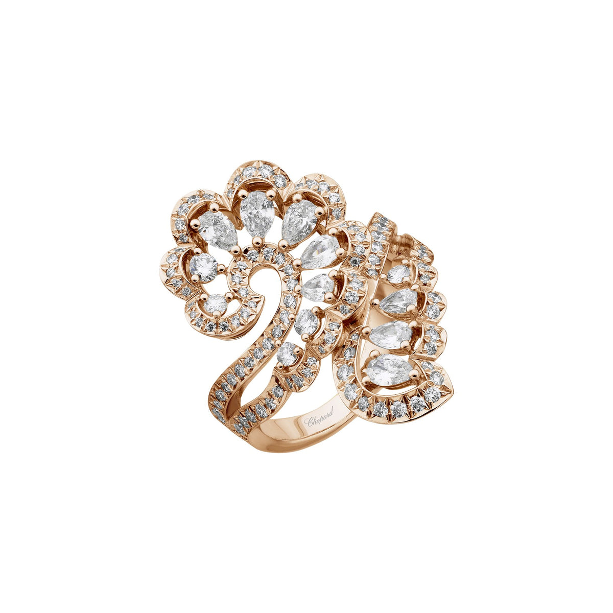 Chopard Precious Lace ring in 18k ethical rose gold with diamonds