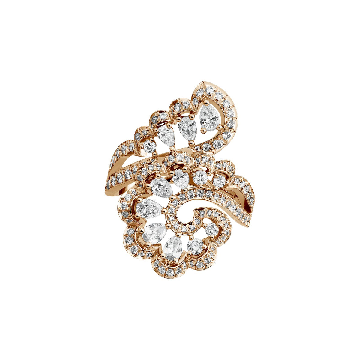 Chopard Precious Lace ring in 18k ethical rose gold with diamonds, view 2