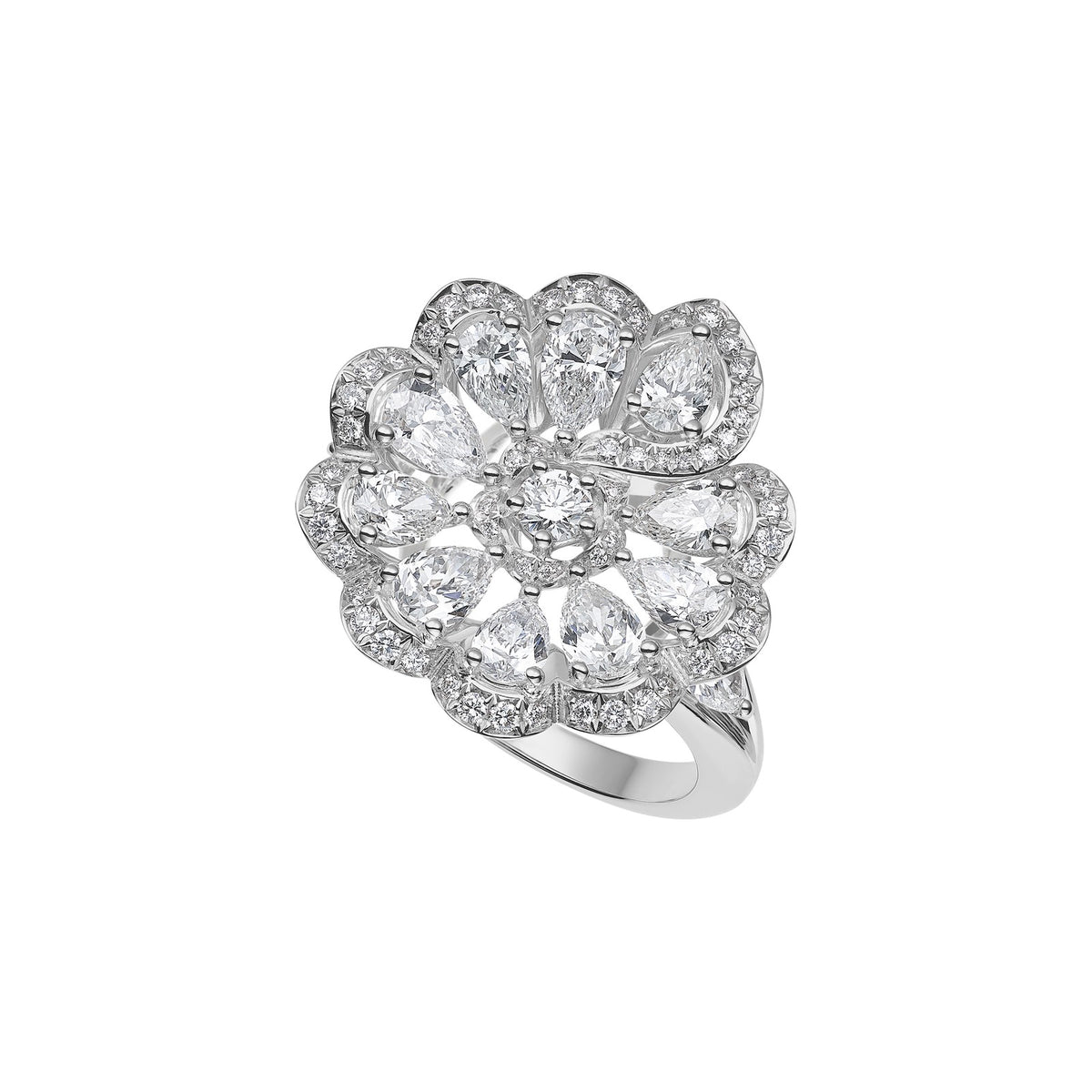 Chopard Precious Lace ring in 18k ethical white gold with diamonds, view 2