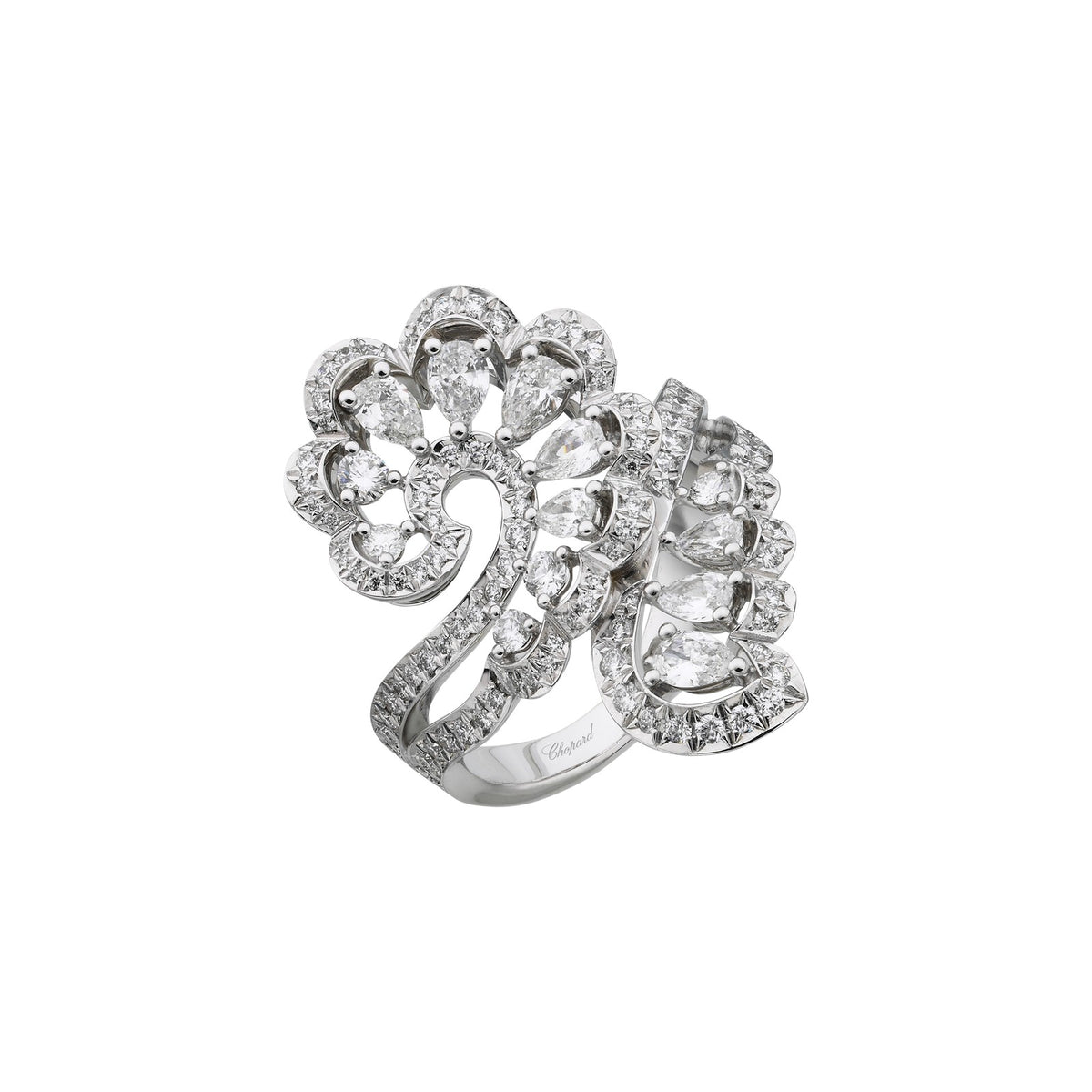 Chopard Precious Lace ring in 18k ethical white gold with diamonds