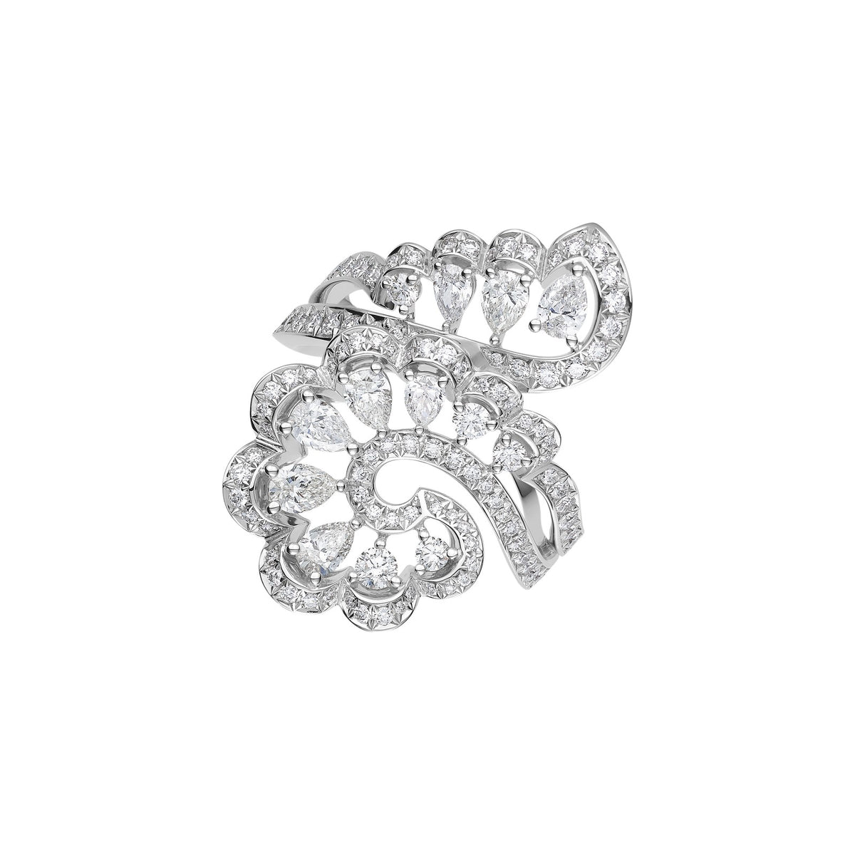 Chopard Precious Lace ring in 18k ethical white gold with diamonds, view 2