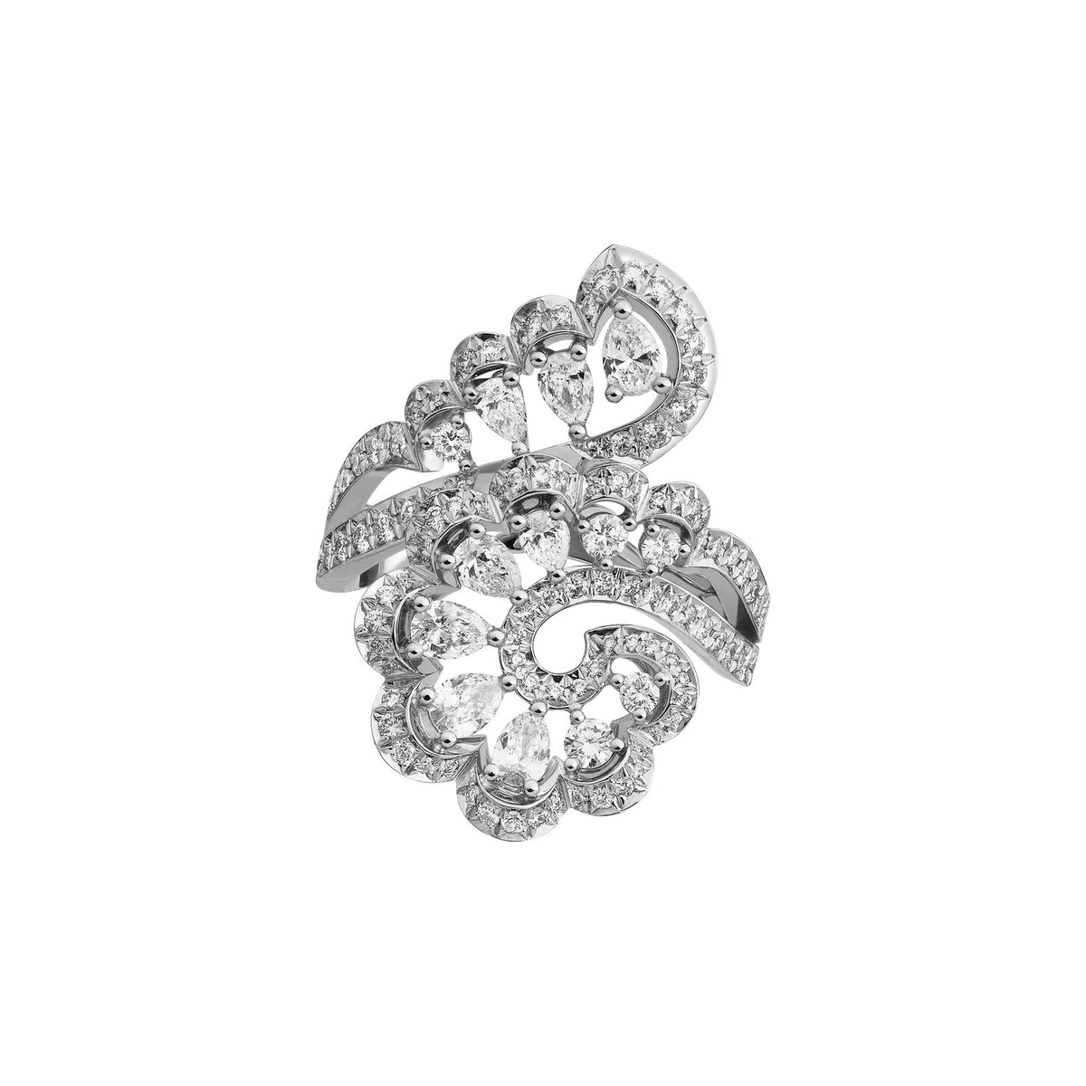 Chopard Precious Lace ring in 18k ethical white gold with diamonds, view 3