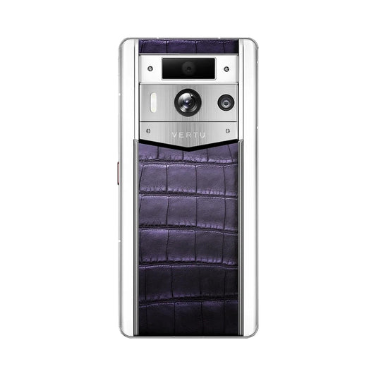 VERTU METAVERTU 2 MAX PHONE GRAPE PURPLE ALLIGATOR SKIN WHITE CERAMIC, back view
