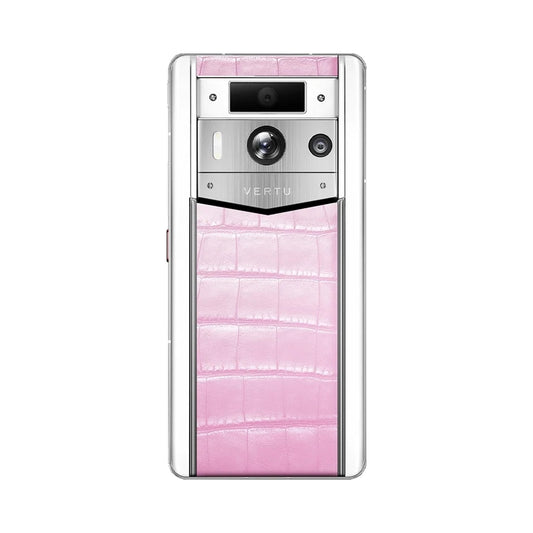 VERTU METAVERTU 2 MAX PHONE PINK ALLIGATOR SKIN WHITE CERAMIC, back view