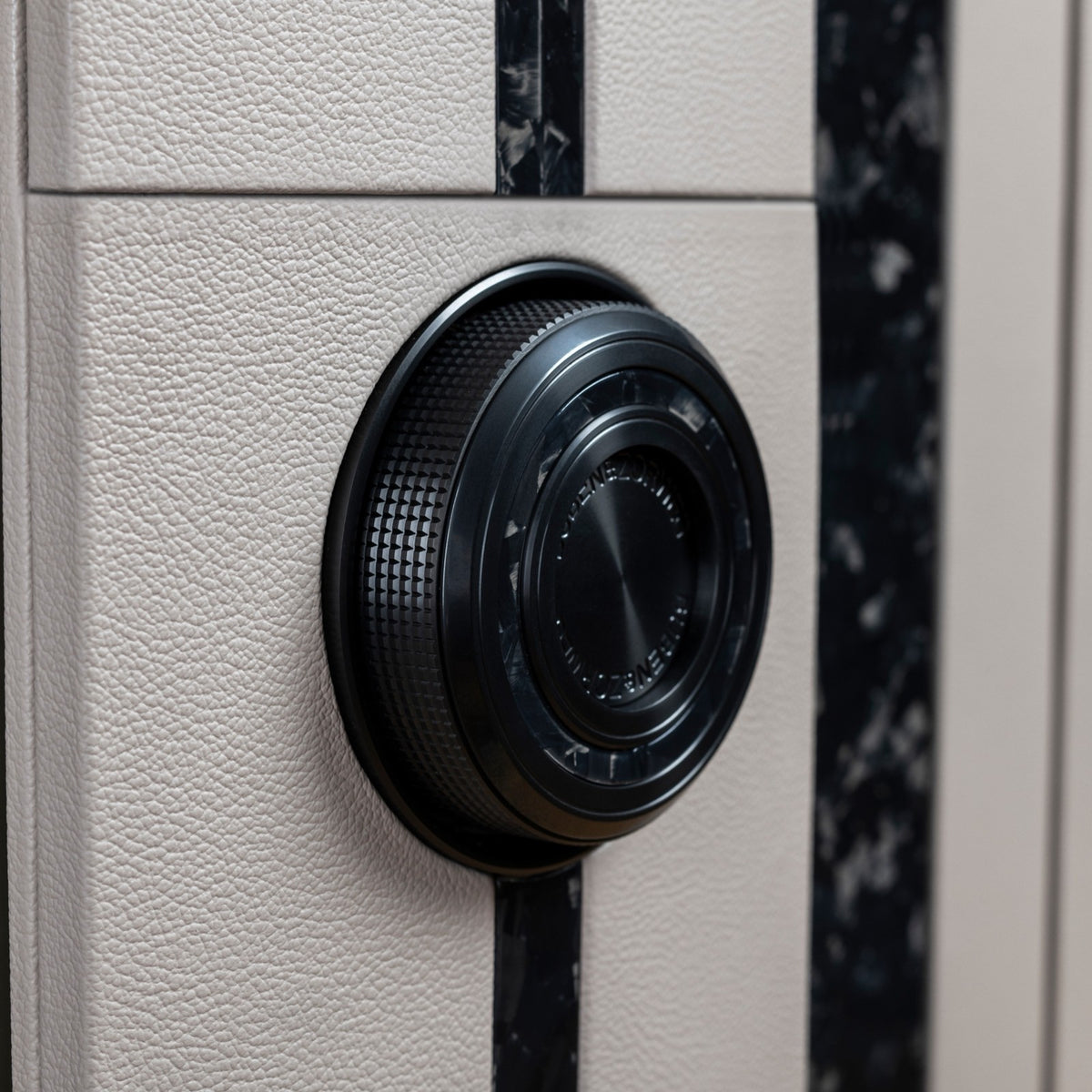 Mystery lock of the Spectron safe with Forged Carbon front, close-up