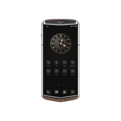 VERTU AGENT Q PHONE SOLID WALNUT, back and front view, solid black walnut case