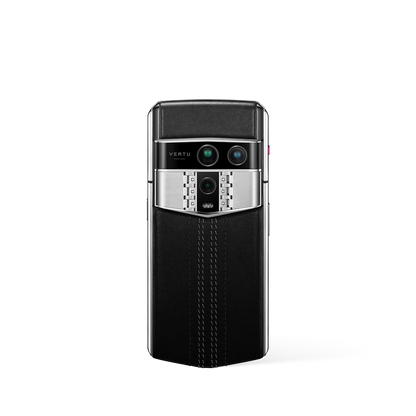 VERTU AGENT Q PHONE STITCHED BLACK CALFSKIN, calf leather case, rear panel and screen
