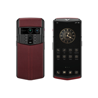VERTU AGENT Q PHONE STITCHED BLACK CALFSKIN, calf leather case, rear panel and screen