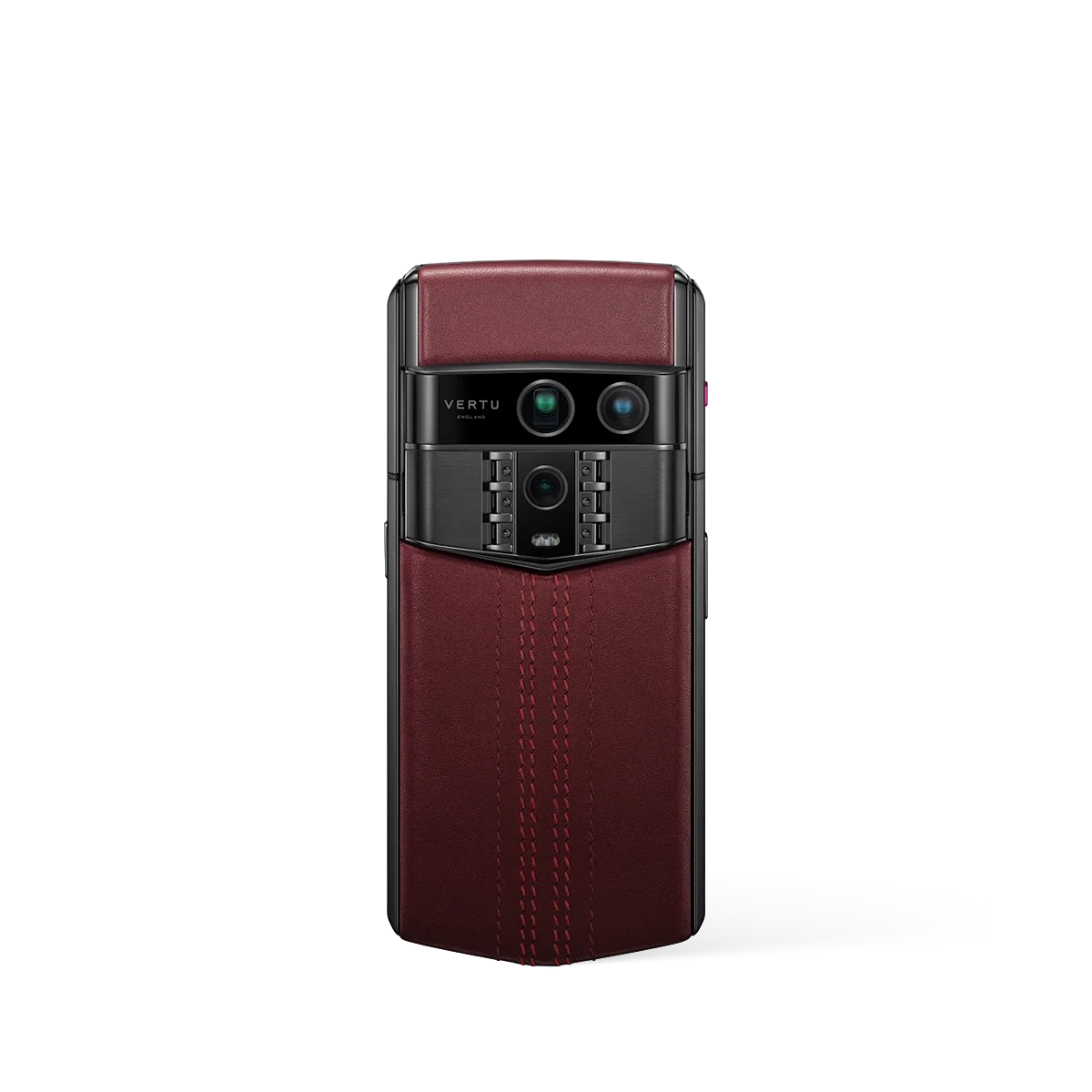 VERTU AGENT Q PHONE STITCHED WINE RED CALFSKIN with calf leather, back panel with the screen alongside