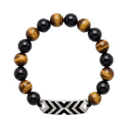 VERTU COR CHAIN OBSIDIAN AND TIGER'S EYE SMART BEAD BRACELET, view 1