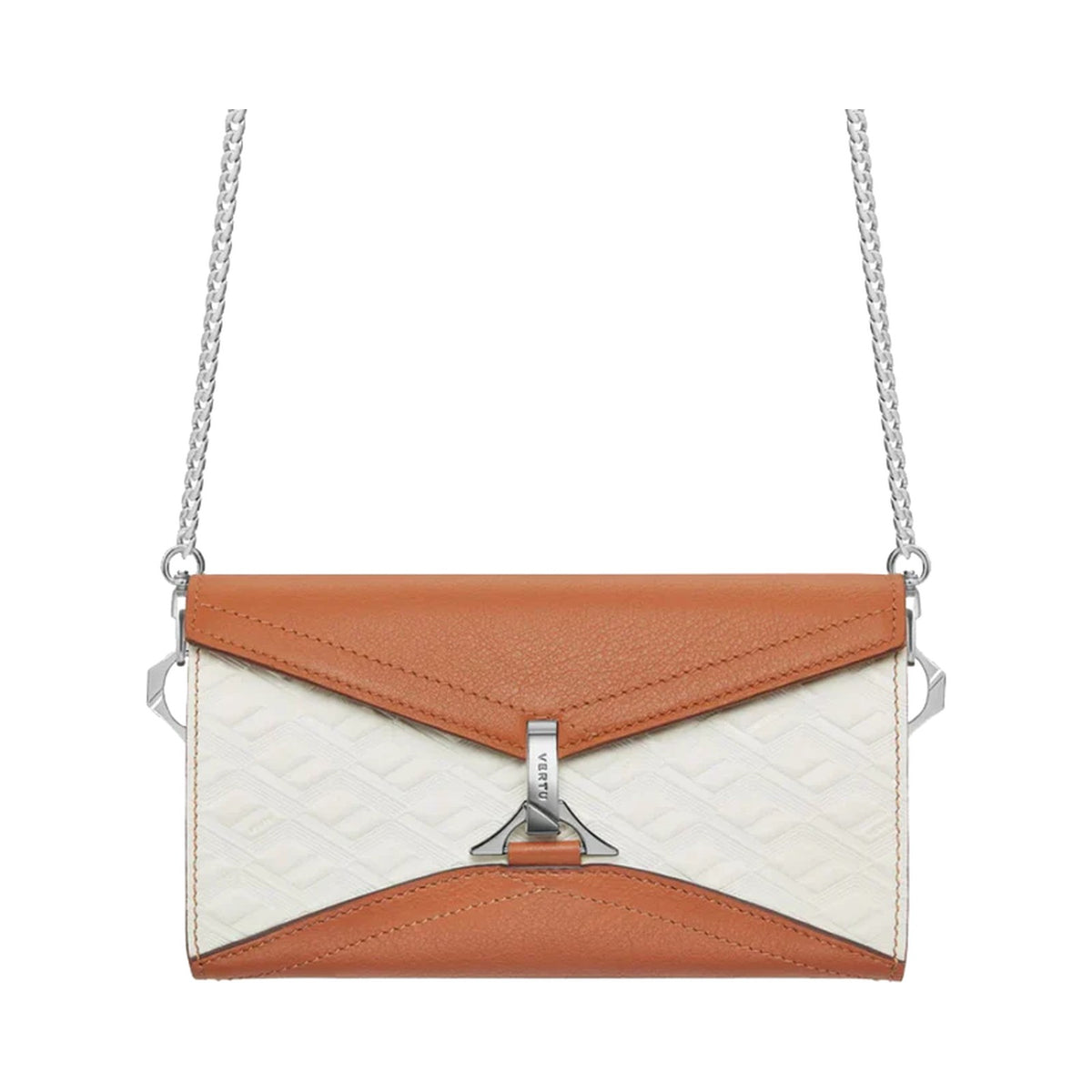 VERTU FOLDED V CATENA CROSSBODY CHAIN BAG CARAMEL BROWN, view 3