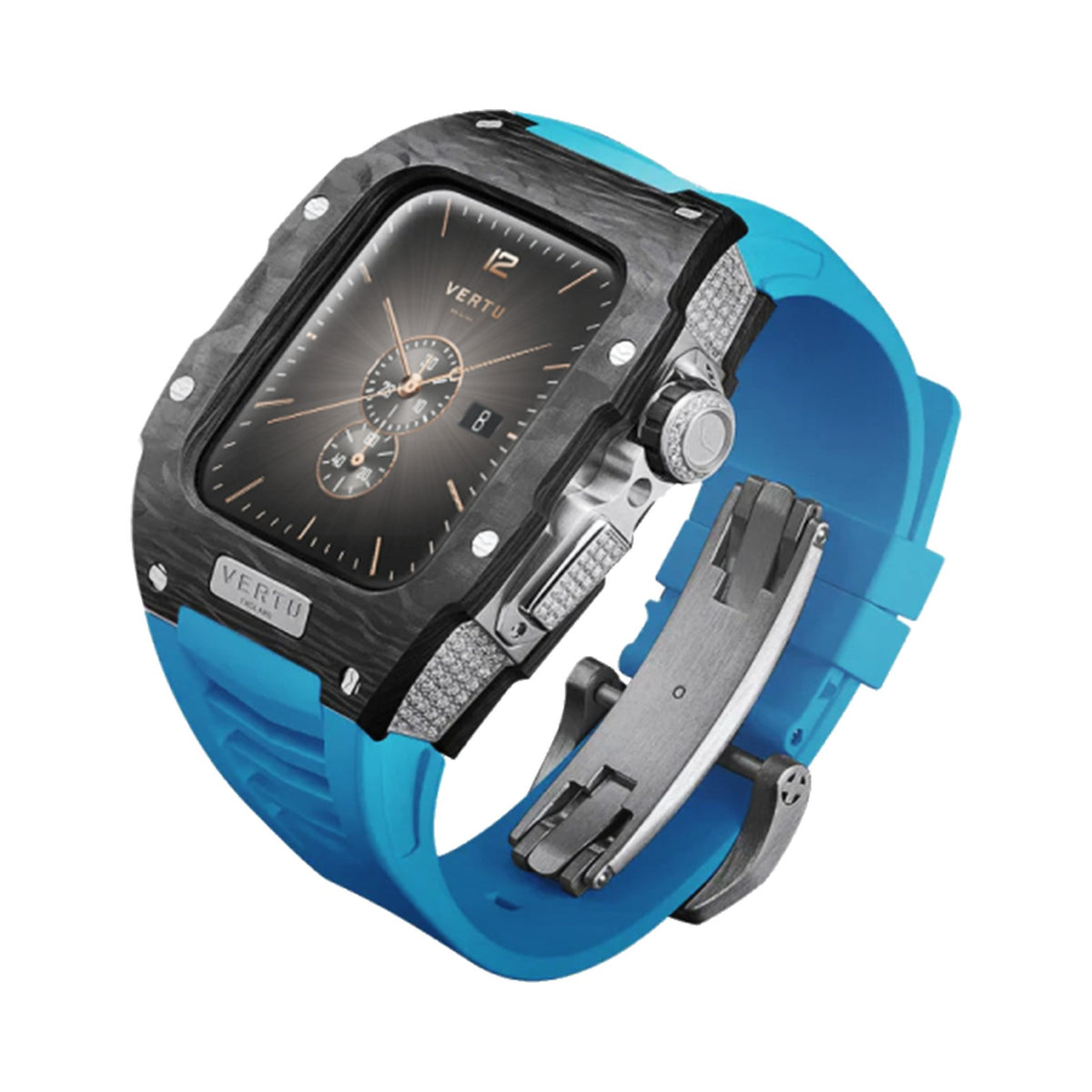 VERTU FUSION WATCH BLACK DIAMOND BLUE STRAP, view 1