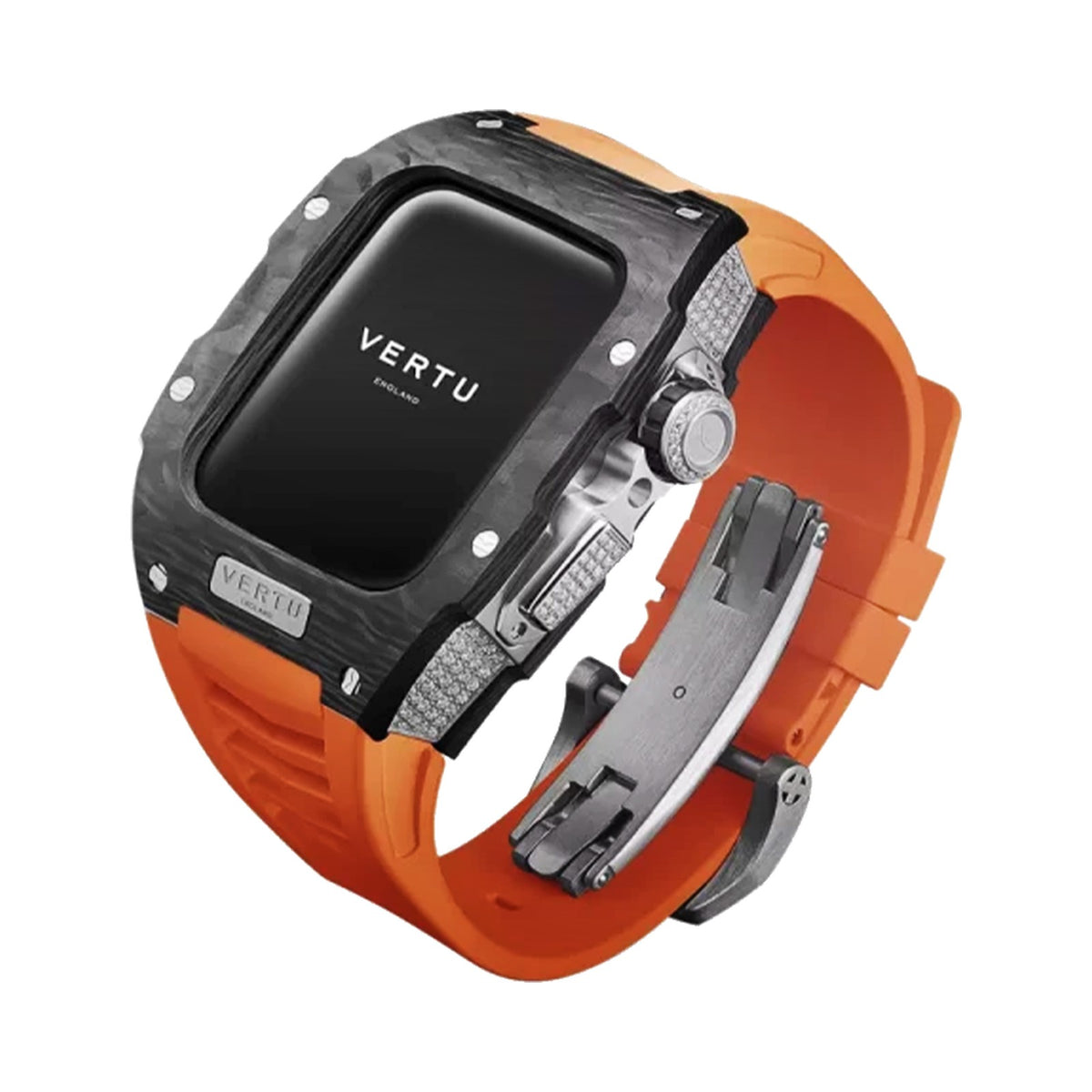 VERTU FUSION WATCH BLACK DIAMOND ORANGE STRAP, view 1