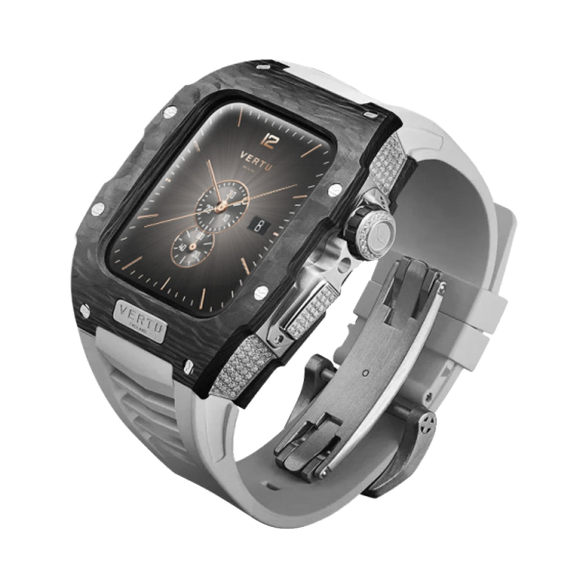 VERTU FUSION WATCH BLACK DIAMOND WHITE STRAP, view 1