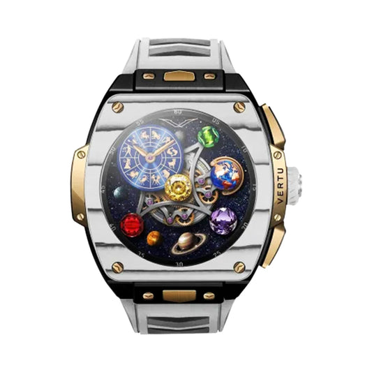 VERTU GRAND WATCH BESPOKE GOLD BLACK AND WHITE CARBON FIBRE, view 1