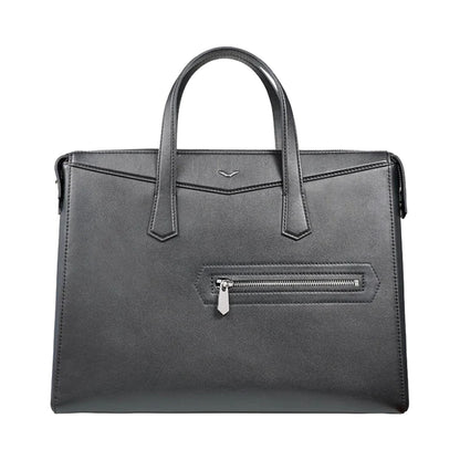 VERTU MEN'S BLACK LEATHER BRIEFCASE, view 1