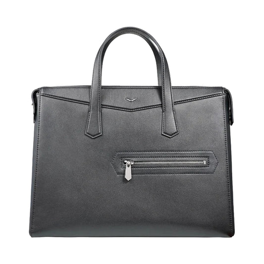 VERTU MEN'S BLACK LEATHER BRIEFCASE, view 1