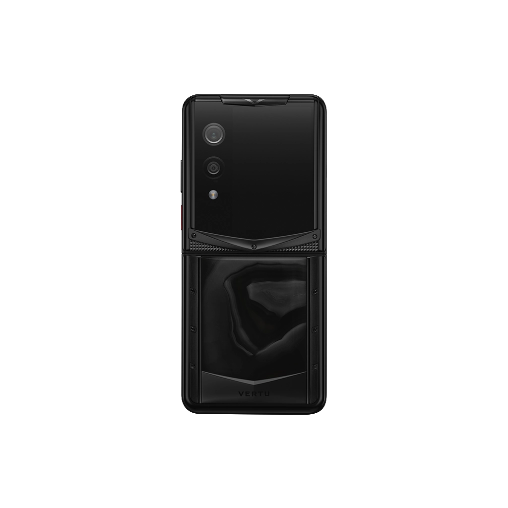 VERTU QUANTUM FLIP PHONE CELESTIAL DARK AGATE, seen from above, hand-polished agate