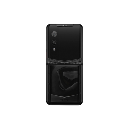 VERTU QUANTUM FLIP PHONE CELESTIAL DARK AGATE, seen from above, hand-polished agate