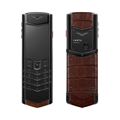 VERTU SIGNATURE S+ PHONE BLACK STEEL AMBER BROWN ALLIGATOR SKIN, view 2