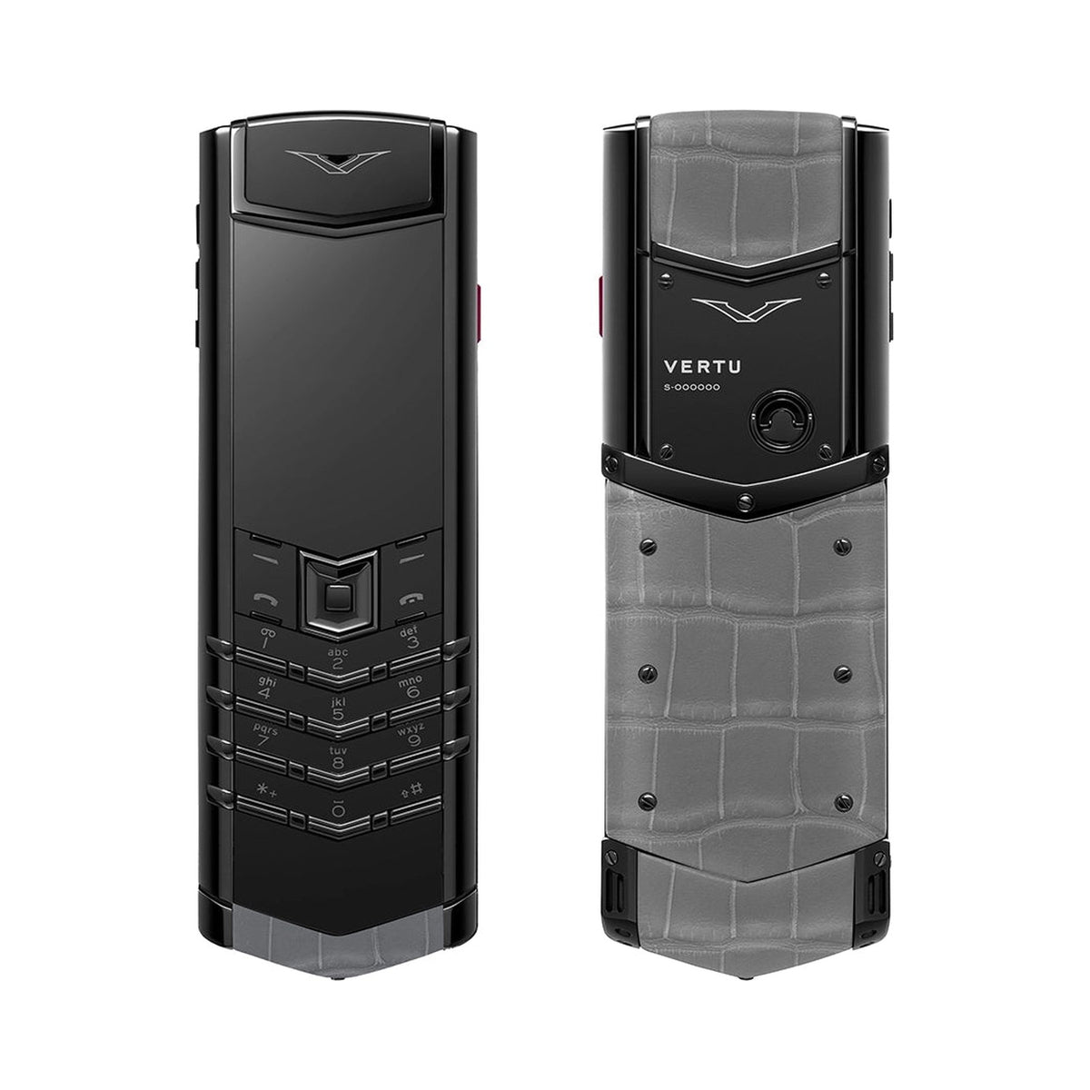 VERTU SIGNATURE S+ PHONE BLACK STEEL ELEPHANT GREY ALLIGATOR SKIN, view 2