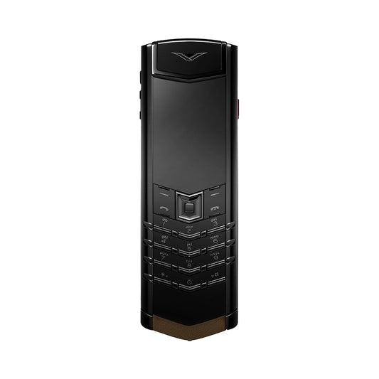 VERTU SIGNATURE S+ PHONE BLACK STEEL KHAKI BROWN CALFSKIN, view 1