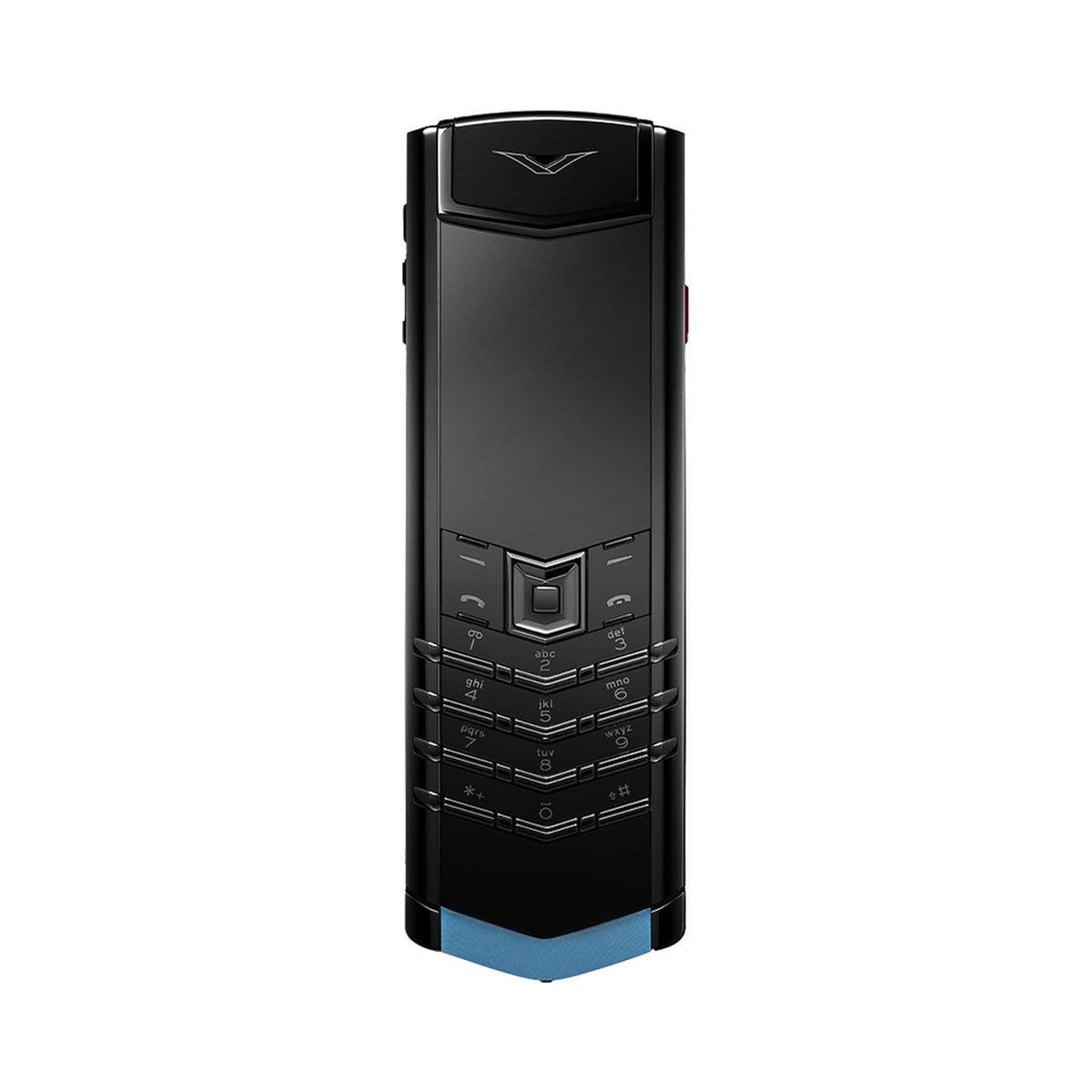 VERTU SIGNATURE S+ PHONE BLACK STEEL POWDER BLUE CALFSKIN, view 1